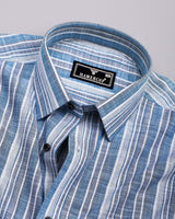 Ohio Blue With Gray Dobby Stripe Cotton Shirt