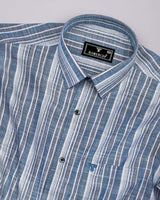 Ohio Blue With Gray Dobby Stripe Cotton Shirt
