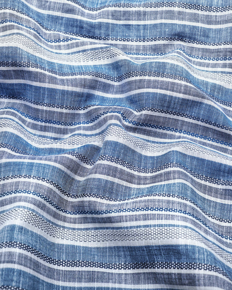Ohio Blue With Gray Dobby Stripe Cotton Shirt
