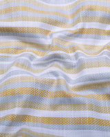 Jixi Cream With Gray Dobby Stripe Cotton Shirt