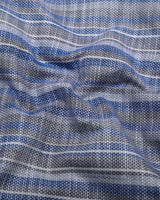 Peprizo Blue With Gray Dobby Stripe Cotton Shirt