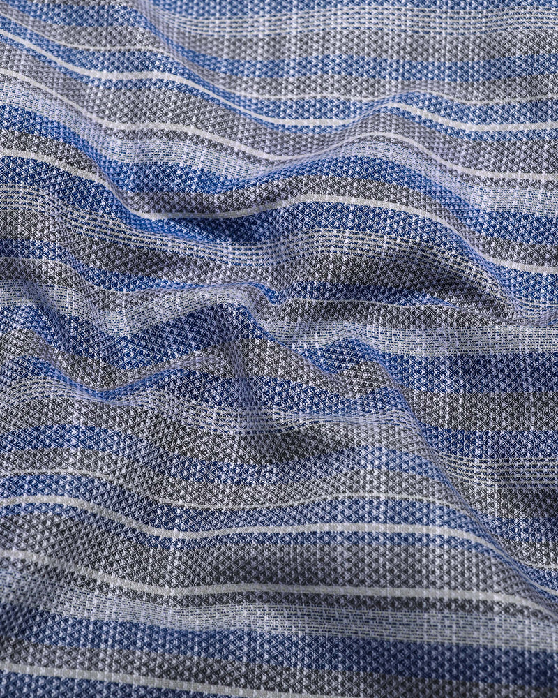 Peprizo Blue With Gray Dobby Stripe Cotton Shirt