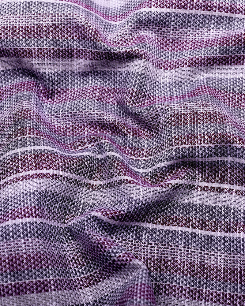 Peprizo Purple With Gray Dobby Stripe Cotton Shirt