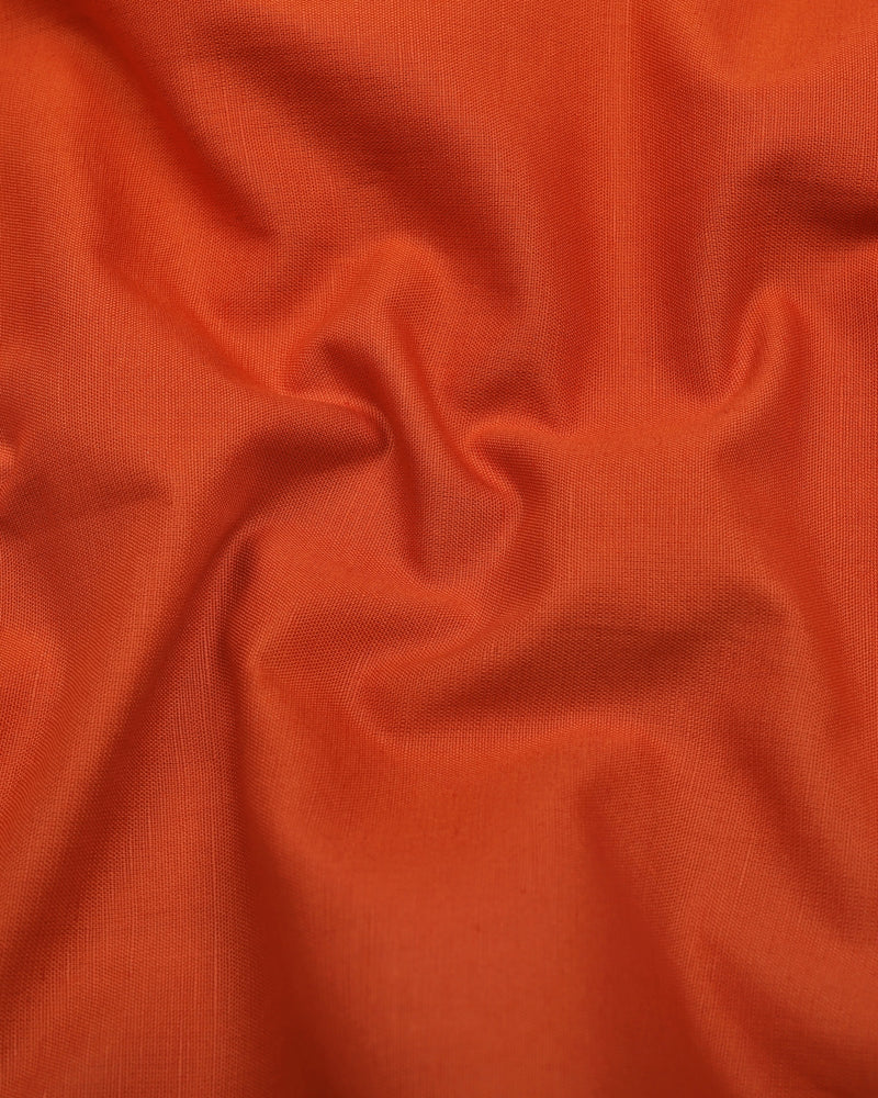 Libra Orange Solid Linen Cotton Shirt Style Kurta