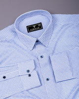 Orven Blue With White Check Premium Giza Shirt