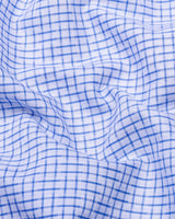 Orven Blue With White Check Premium Giza Shirt