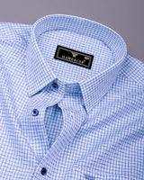 Orven Blue With White Check Premium Giza Shirt