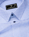 Orven Blue With White Check Premium Giza Shirt