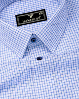 Orven Blue With White Check Premium Giza Shirt