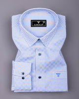 Orven Blue With White Check Premium Giza Shirt