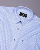 Orven Blue With White Check Premium Giza Shirt