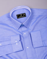 Toska Blue Jacquard Texture Dobby Cotton Shirt
