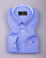 Toska Blue Jacquard Texture Dobby Cotton Shirt