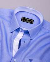 Toska Blue Jacquard Texture Dobby Cotton Shirt