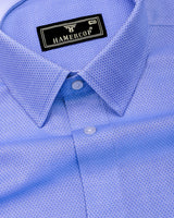 Toska Blue Jacquard Texture Dobby Cotton Shirt