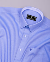 Toska Blue Jacquard Texture Dobby Cotton Shirt