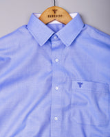 Toska Blue Jacquard Texture Dobby Cotton Shirt