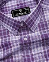 Supetar Purple With White Dobby Check Cotton Shirt