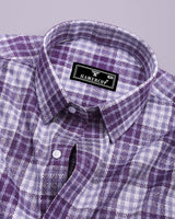 Supetar Purple With White Dobby Check Cotton Shirt