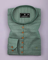 Juhu Green Dobby Textured Shirt Style Kurta