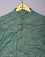 Juhu Green Dobby Textured Shirt Style Kurta