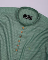 Juhu Green Dobby Textured Shirt Style Kurta
