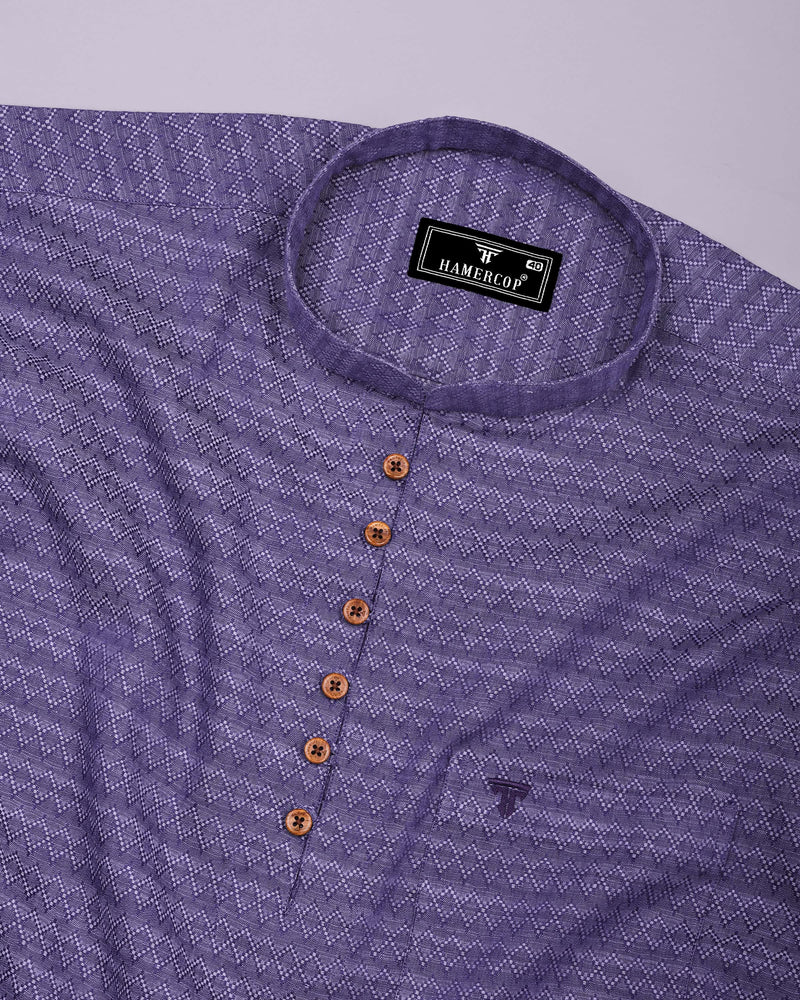 Juhu Purple Dobby Textured Shirt Style Kurta