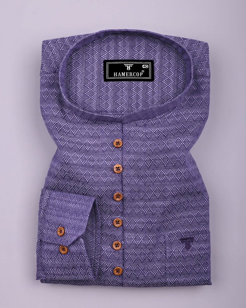 Juhu Purple Dobby Textured Shirt Style Kurta