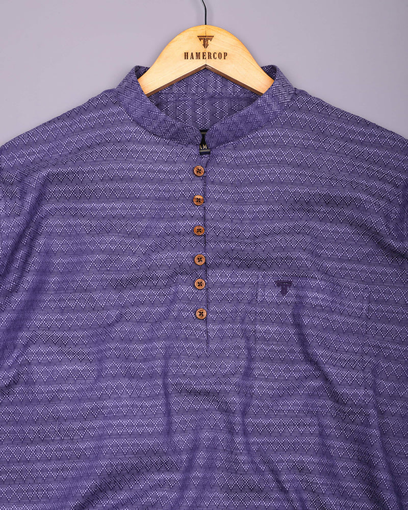Juhu Purple Dobby Textured Shirt Style Kurta
