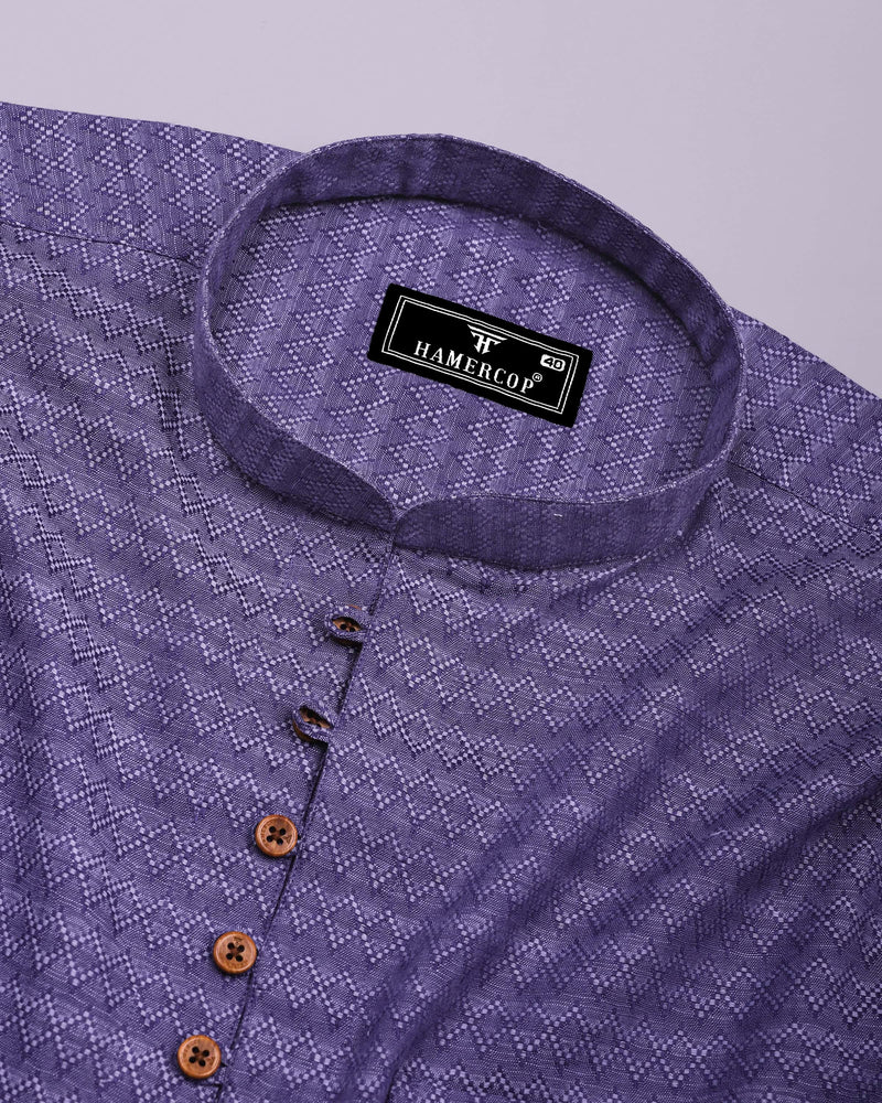 Juhu Purple Dobby Textured Shirt Style Kurta