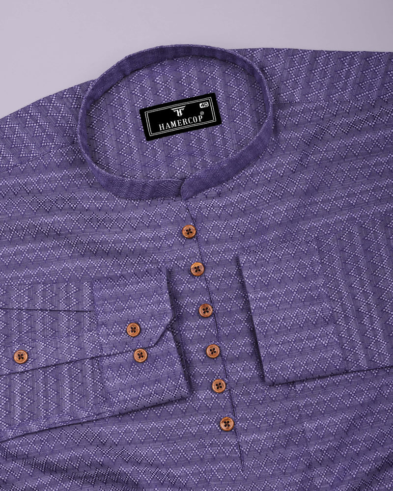 Juhu Purple Dobby Textured Shirt Style Kurta