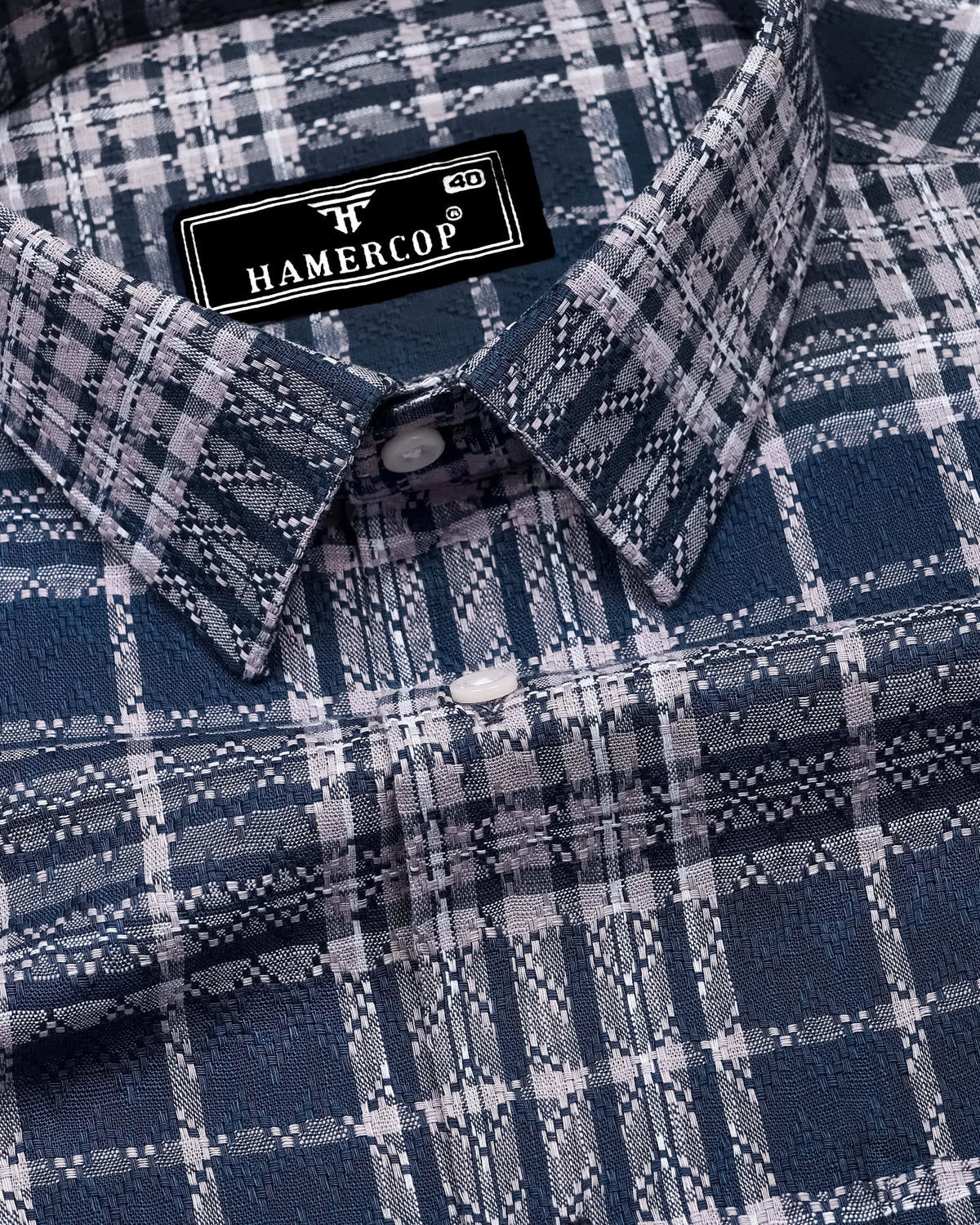Cista Gray White Dobby Check Cotton Shirt for Men – Hamercop