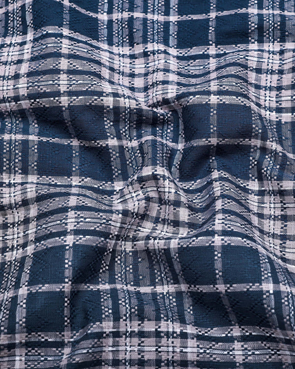 Cista Gray With White Dobby Check Cotton Shirt