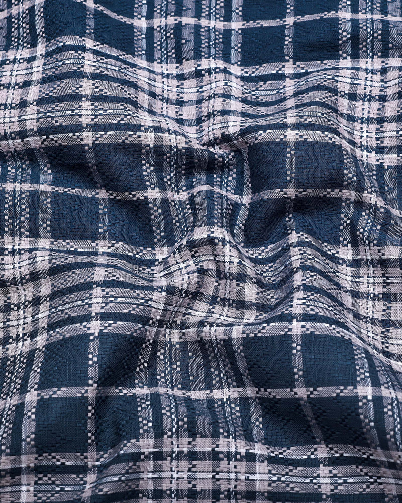 Cista Gray With White Dobby Check Cotton Shirt