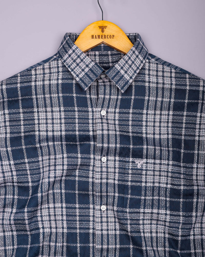 Cista Gray With White Dobby Check Cotton Shirt