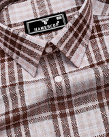 Supetar Brown With Cream Dobby Check Cotton Shirt