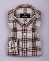 Supetar Brown With Cream Dobby Check Cotton Shirt