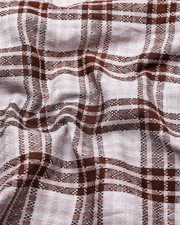 Supetar Brown With Cream Dobby Check Cotton Shirt