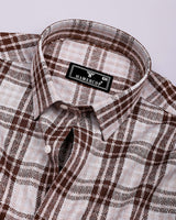 Supetar Brown With Cream Dobby Check Cotton Shirt