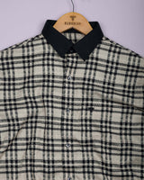 Edina Cream With Black Dobby Check Designer Cotton Shirt
