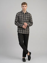Edina Black With Cream Dobby Check Cotton Shirt