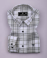 Cista White With Gray Dobby Check Cotton Shirt