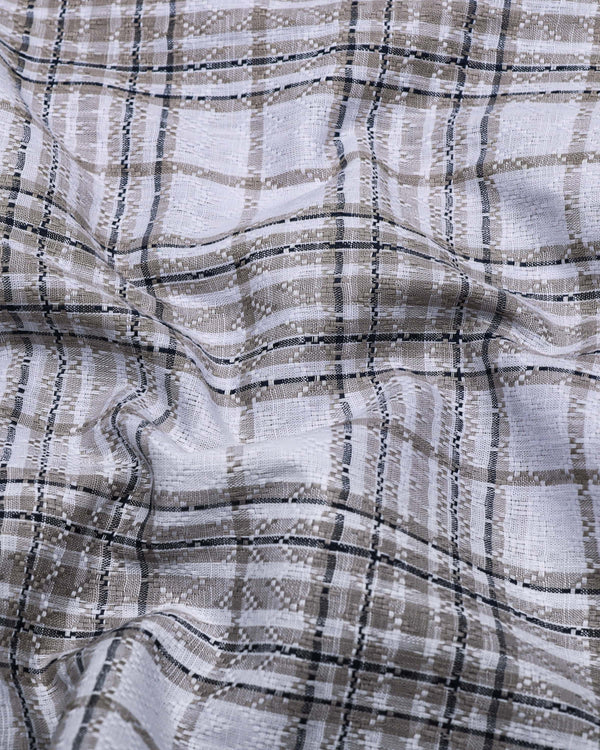 Cista White With Gray Dobby Check Cotton Shirt