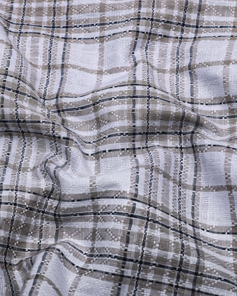 Cista White With Gray Dobby Check Cotton Shirt