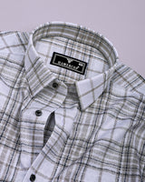 Cista White With Gray Dobby Check Cotton Shirt