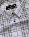 Cista White With Gray Dobby Check Cotton Shirt