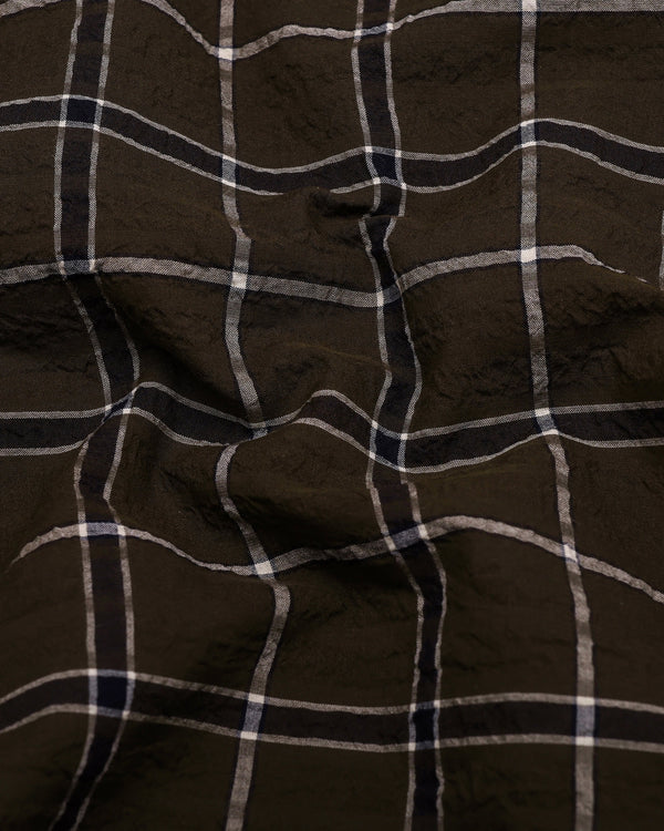 Lusaka Green With Black Check Seersucker Cotton Shirt