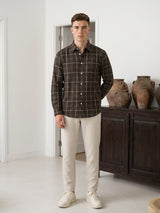 Lusaka Green With Black Check Seersucker Cotton Shirt