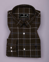 Lusaka Green With Black Check Seersucker Cotton Shirt