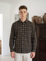 Lusaka Green With Black Check Seersucker Cotton Shirt